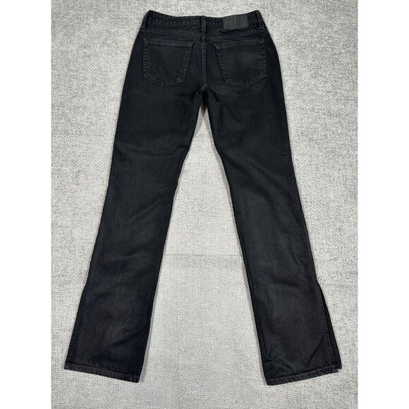 Grlfrnd Jeans Womens 24 28x31 Black Hailey Coated Low Rise Slim Boot Slit - Picture 2 of 13